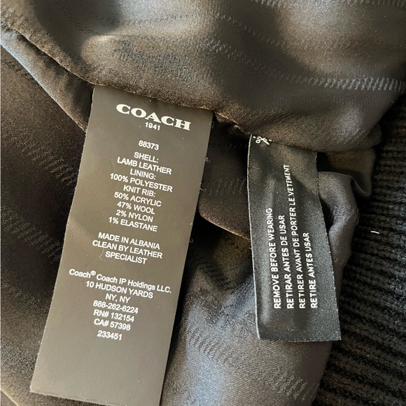 Coach Leather Moto Jacket with Knit Collar - Picture 11 of 16